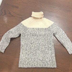 J. Crew Gray and Cream Turtleneck Sweater